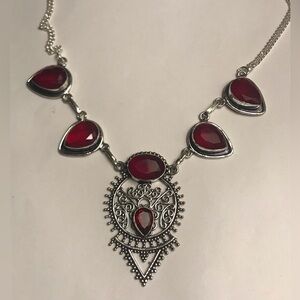 Garnet Stamped 925 Sterling Silver Necklace